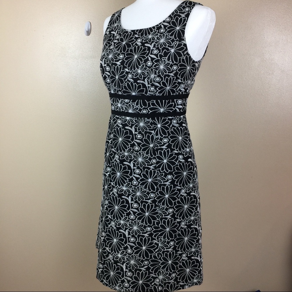 Talbots Black & White Linen Dress